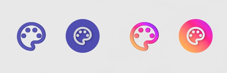 Palette isolated on background, sign, icon, symbol, 3d rendering.