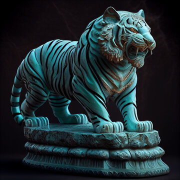 Jade tiger statue generative art