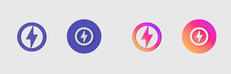 Flash, Bolt isolated on background, sign, icon, symbol, 3d rendering.