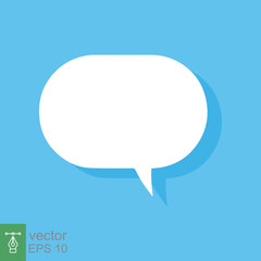 Naklejka premium White blank speech bubbles, thinking balloon on blue background. Cloud chat with shadow icon isolated, flat message symbol, communication concept. Vector Illustration. EPS 10.