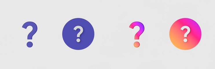 Question mark isolated on background, sign, icon, symbol, 3d rendering.