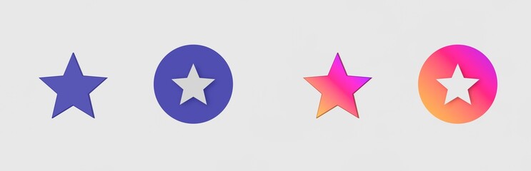 Star isolated on background, sign, icon, symbol, 3d rendering.