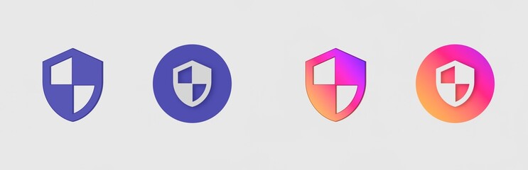 Security, Shield isolated on background, sign, icon, symbol, 3d rendering.