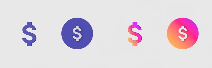 Dollar, Money, Bank isolated on background, sign, icon, symbol, 3d rendering.