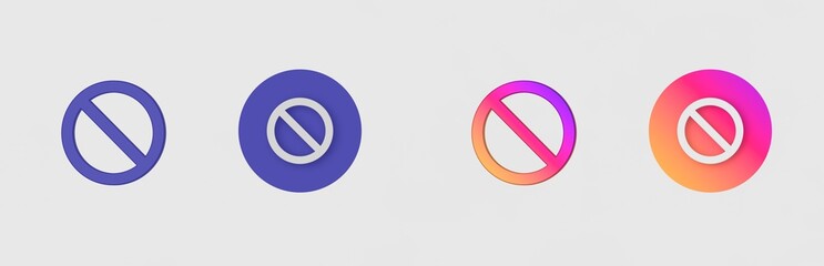 Not, Reject, Decline, Remove, Stop isolated on background, sign, icon, symbol, 3d rendering.