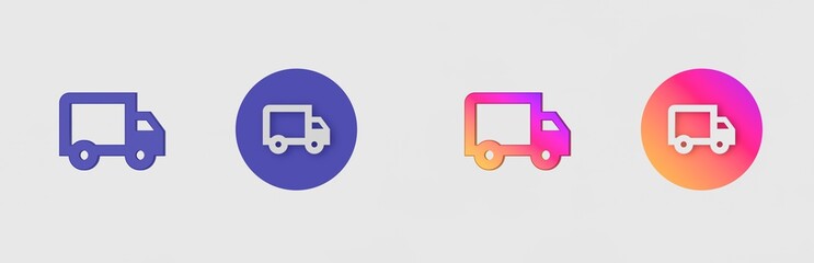 Van, Truck isolated on background, sign, icon, symbol, 3d rendering.