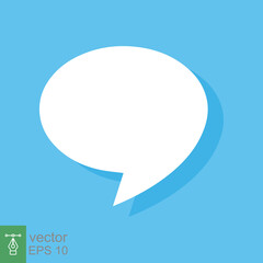 White blank speech bubbles, thinking balloon on blue background. Cloud chat with shadow icon isolated, flat message symbol, communication concept. Vector Illustration. EPS 10.