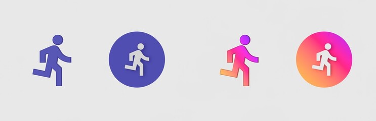 Pictogram, Run isolated on background, sign, icon, symbol, 3d rendering.