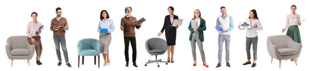 Obraz premium Set of different psychologists on white background