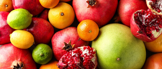Heap of ripe fruits, top view