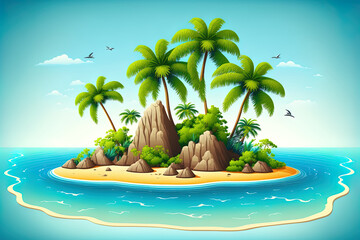 Obraz na płótnie Canvas islands with palm trees and a tropical backdrop. Generative AI