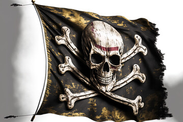 Jolly Roger the pirate's flag, isolated on white. Generative AI
