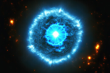 Fototapeta premium images of a brilliant blue dwarf in outer space. Generative AI
