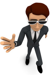 3d man showing style with glasses concept