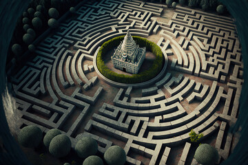 The labyrinth created with Generative AI technology. 