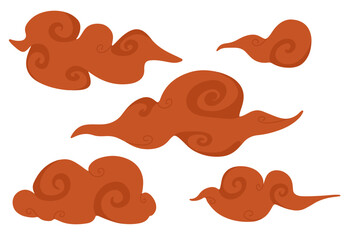 Lunar new year celebration red clouds set. Red clouds background