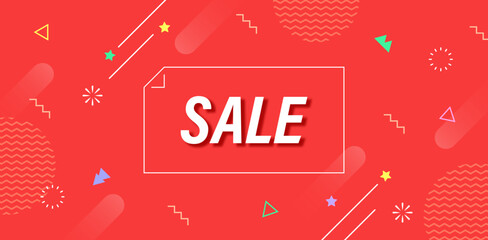 Sale banner on red background. sale event template.