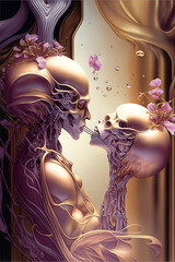 Passionate Romantic Alien Orchid Love,  Machine Learning Generated AI Image