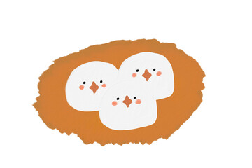 鳥の巣の中で、親の帰りを待っている白い小鳥