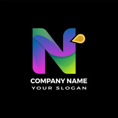 N modern abstract 3d letter logo design templet