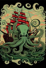 Surreal Psychedelic Sailing Ship