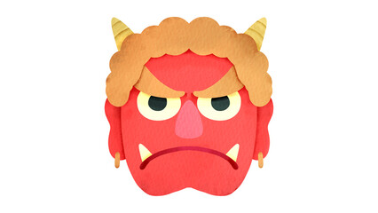 赤鬼の顔の水彩風イラスト