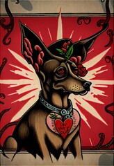 Comrade Dog waits for Valentines Day