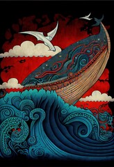 Psychedelic surreal whale