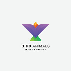 bird animals logo design gradient color illustration