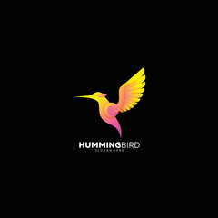 humming bird logo vector gradient color illustration