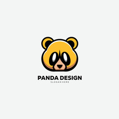 head panda logo design gradient illustration