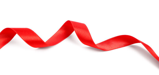 Red satin ribbon isolated on white background