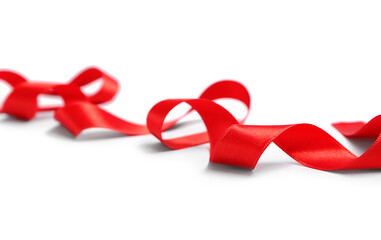 Red satin ribbon isolated on white background