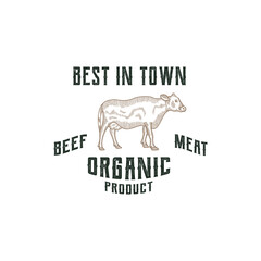 beef shop logo design premium template vector, butcher shop, meat store, cow farm