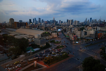 Bangkok city traffic at night