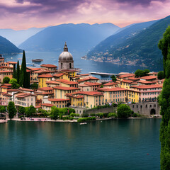 Historical sites Lake Como Italy photoshop manipulation 