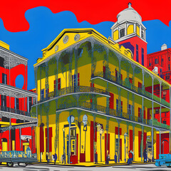 Cultural attractions New Orleans United States pop art style 