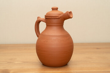 Ceramics, a ceramic product made with their own hands on a potter's wheel.