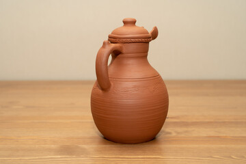 Ceramics, a ceramic product made with their own hands on a potter's wheel.