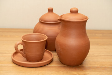 Ceramics, a ceramic product made with their own hands on a potter's wheel.