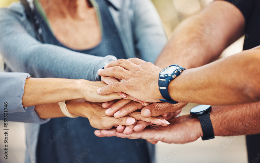 Canvas Prints hands, group and fitness target for wellness, health and results in nature. teamwork with hand, frie