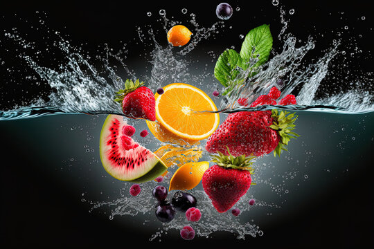 fresh fruits in water