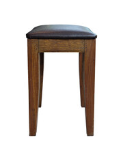 Wooden stool chair with leather cushion