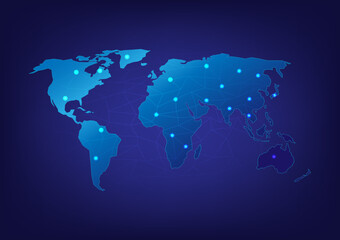 Fototapeta na wymiar World map social communication network illustration background
