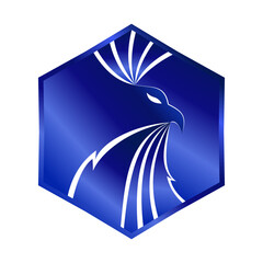 Blue Eagle hexagon logo badge emblem vector design