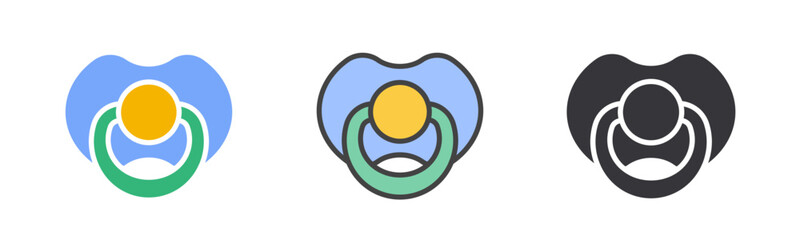 Baby pacifier flat icons on white background. Vector illustration.
