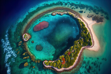 Aerial image of the Maragogi reefs at Brazil's Coral Coast Environmental Protection Area. Generative AI
