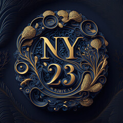 2023, new year, metallic, neon, AI generated