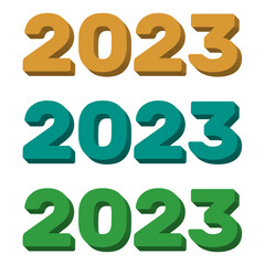 A set of number 2023 in 3d style. Concept about anniversaries, 2023 new year celebration.