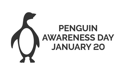 Penguin Awareness Day. January 20.Template for background, banner, card, poster. Vector EPS10 illustration